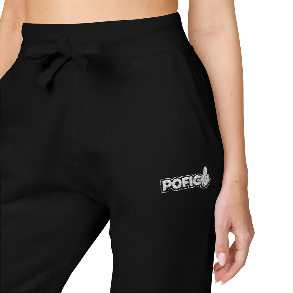 POFIG Fleece Jogginghose – minimalistische bestickte Sweatpants für Alltag & Freizeit