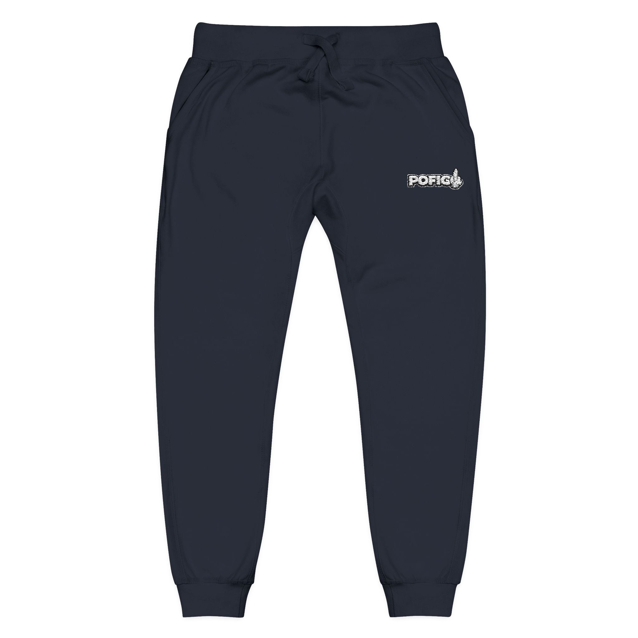 POFIG Fleece Jogginghose – minimalistische bestickte Sweatpants für Alltag & Freizeit