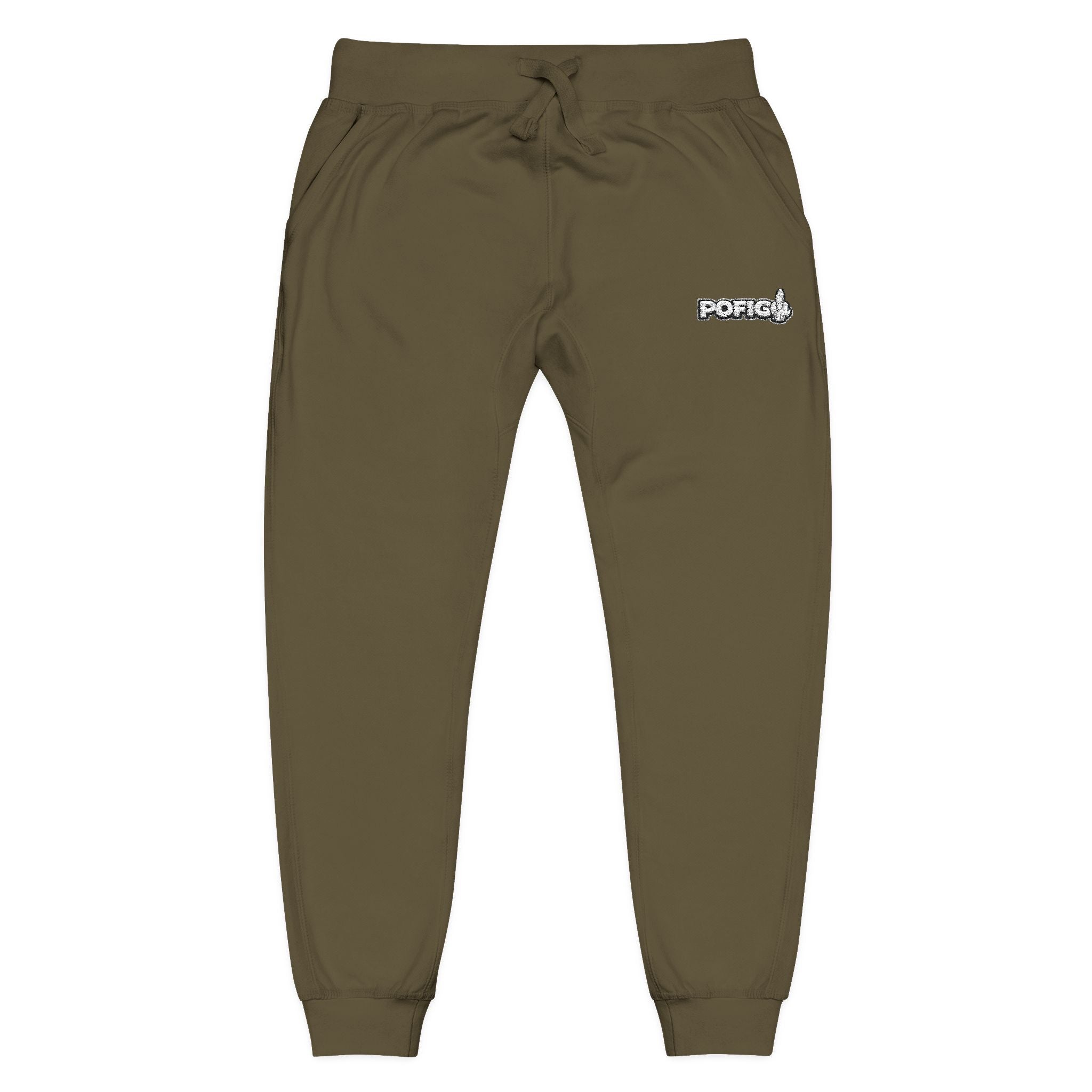 POFIG Fleece Jogginghose – minimalistische bestickte Sweatpants für Alltag & Freizeit
