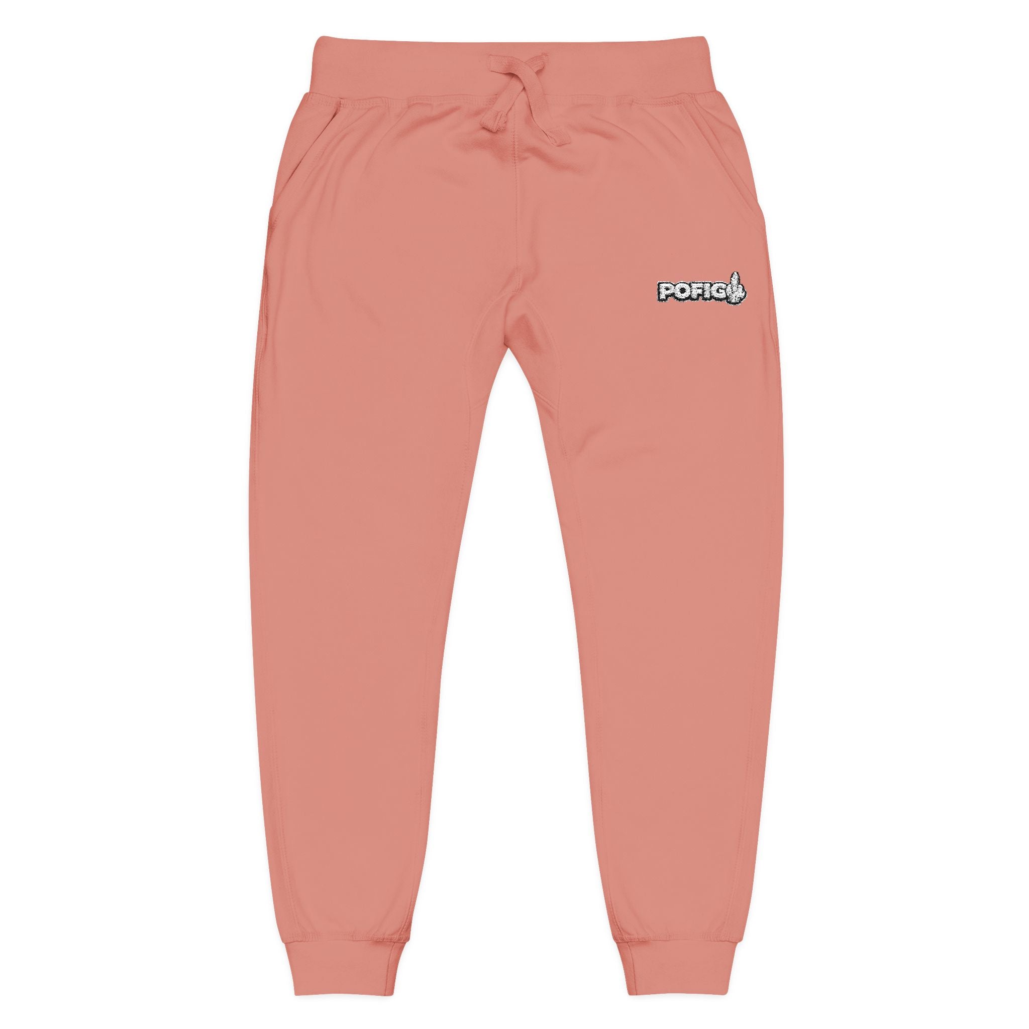 POFIG Fleece Jogginghose – minimalistische bestickte Sweatpants für Alltag & Freizeit