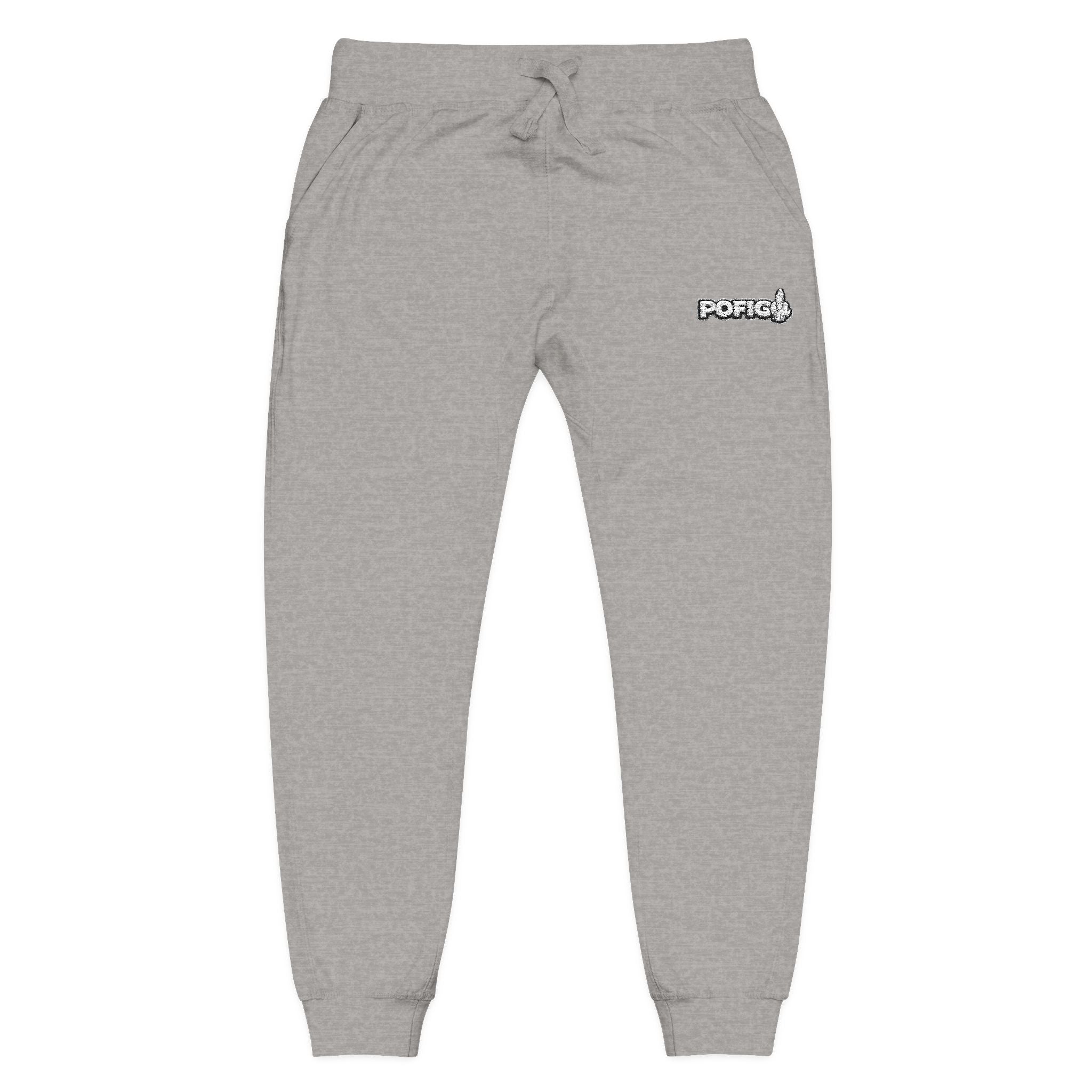 POFIG Fleece Jogginghose – minimalistische bestickte Sweatpants für Alltag & Freizeit
