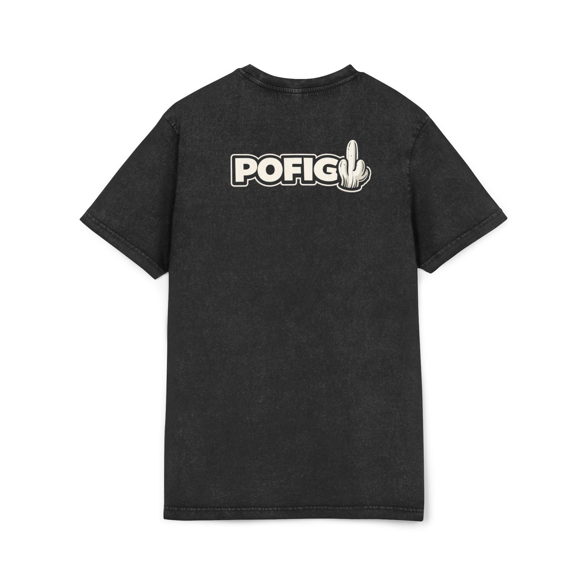 T-Shirt mit „POFIG“-Aufdruck im Acid-Washed-Look – Vintage-T-Shirt mit Short-Sleeve-Schnitt und Used-Optik
