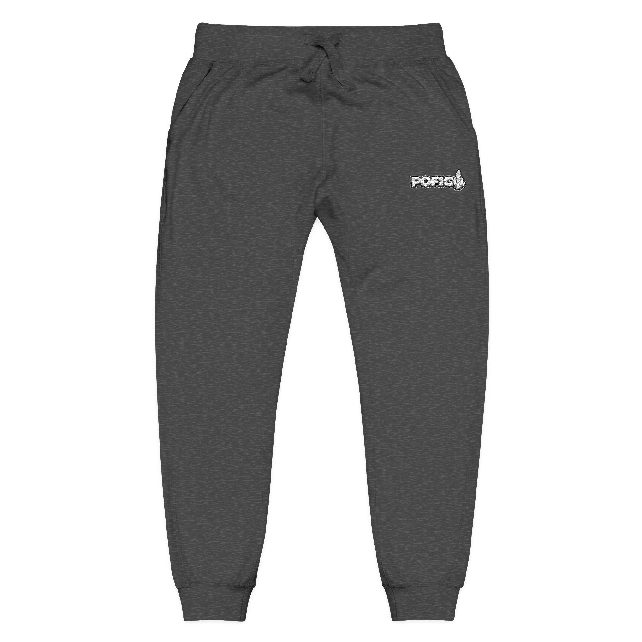 POFIG Fleece Jogginghose – minimalistische bestickte Sweatpants für Alltag & Freizeit