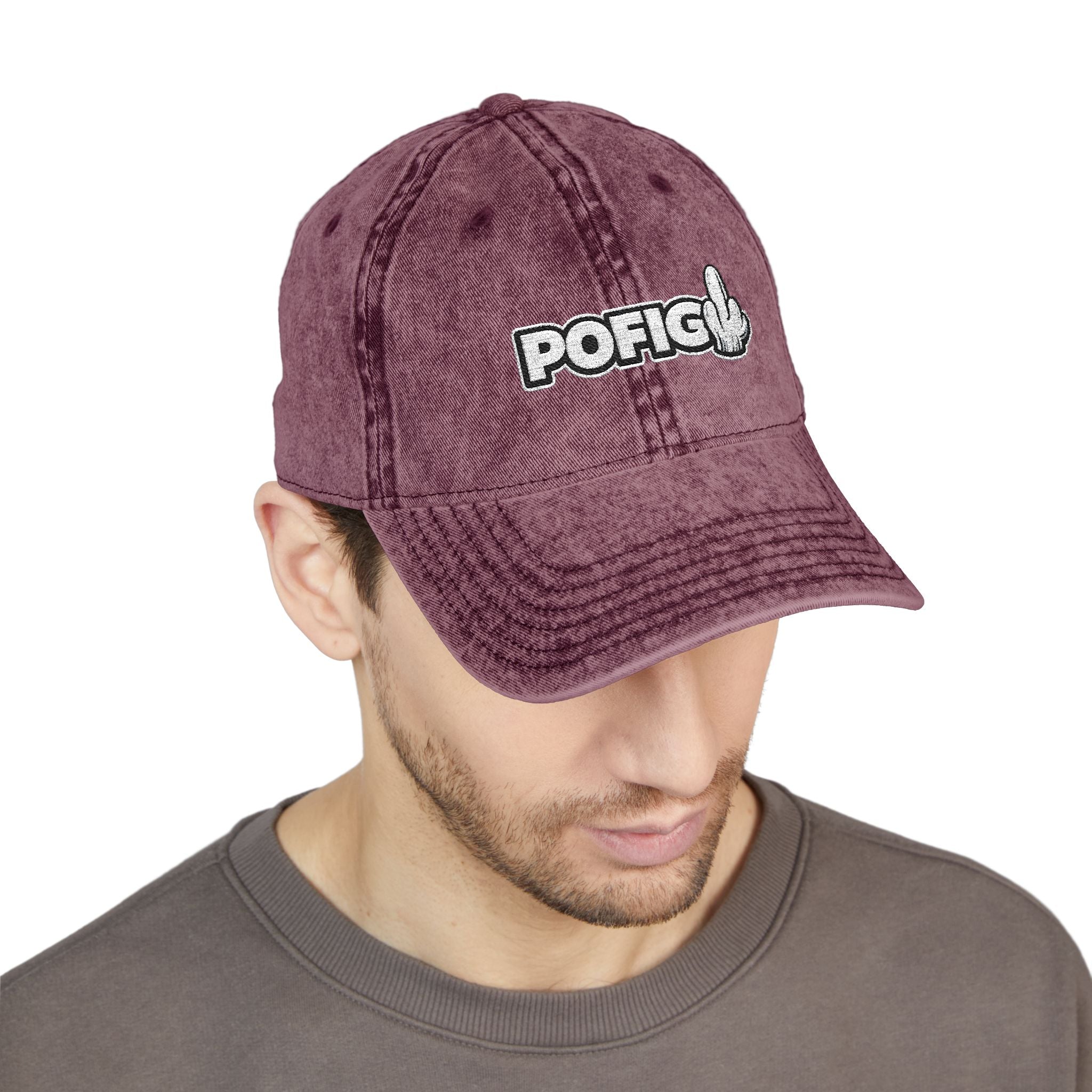 POFIG Baseballkappe im Vintage-Look mit Stickerei