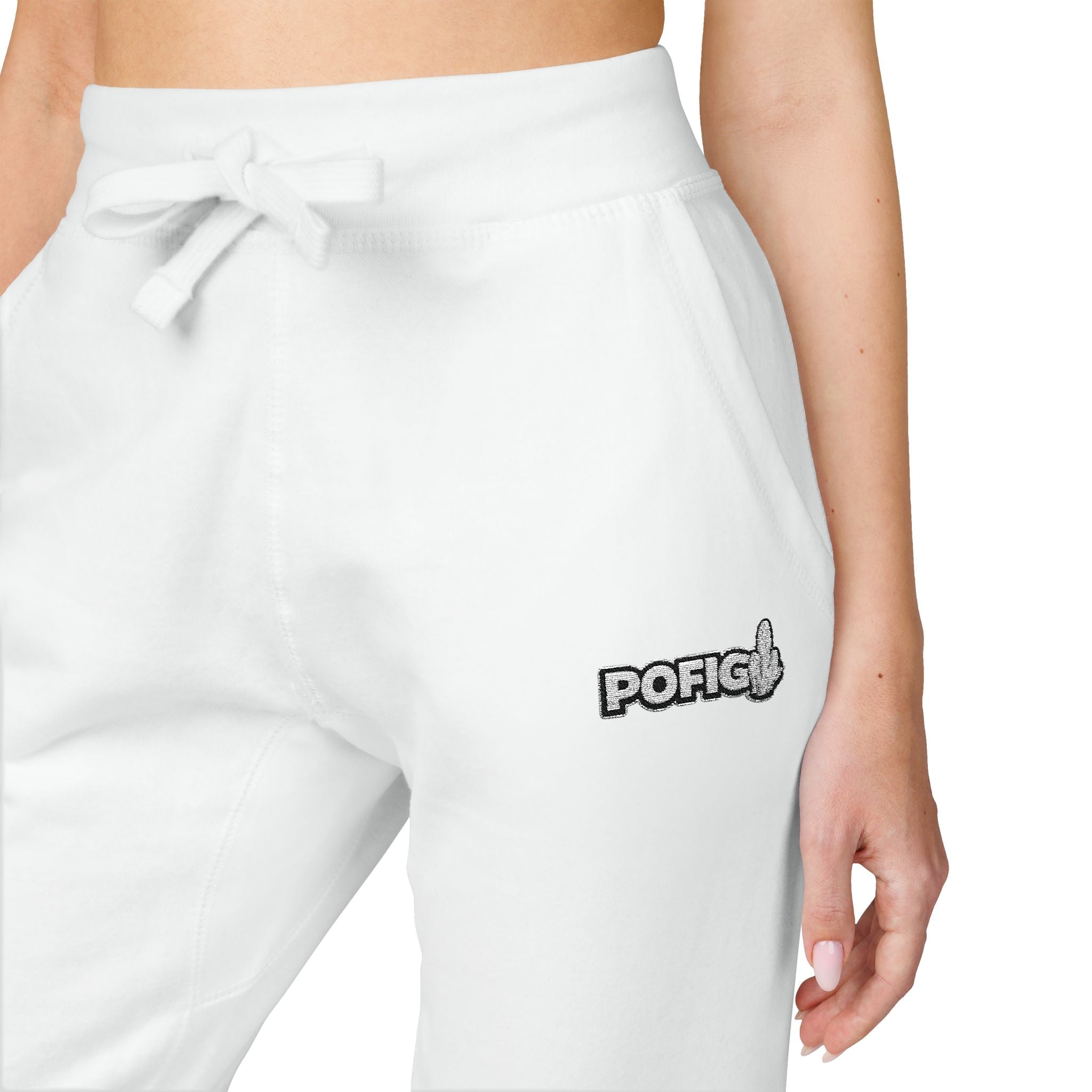POFIG Fleece Jogginghose – minimalistische bestickte Sweatpants für Alltag & Freizeit