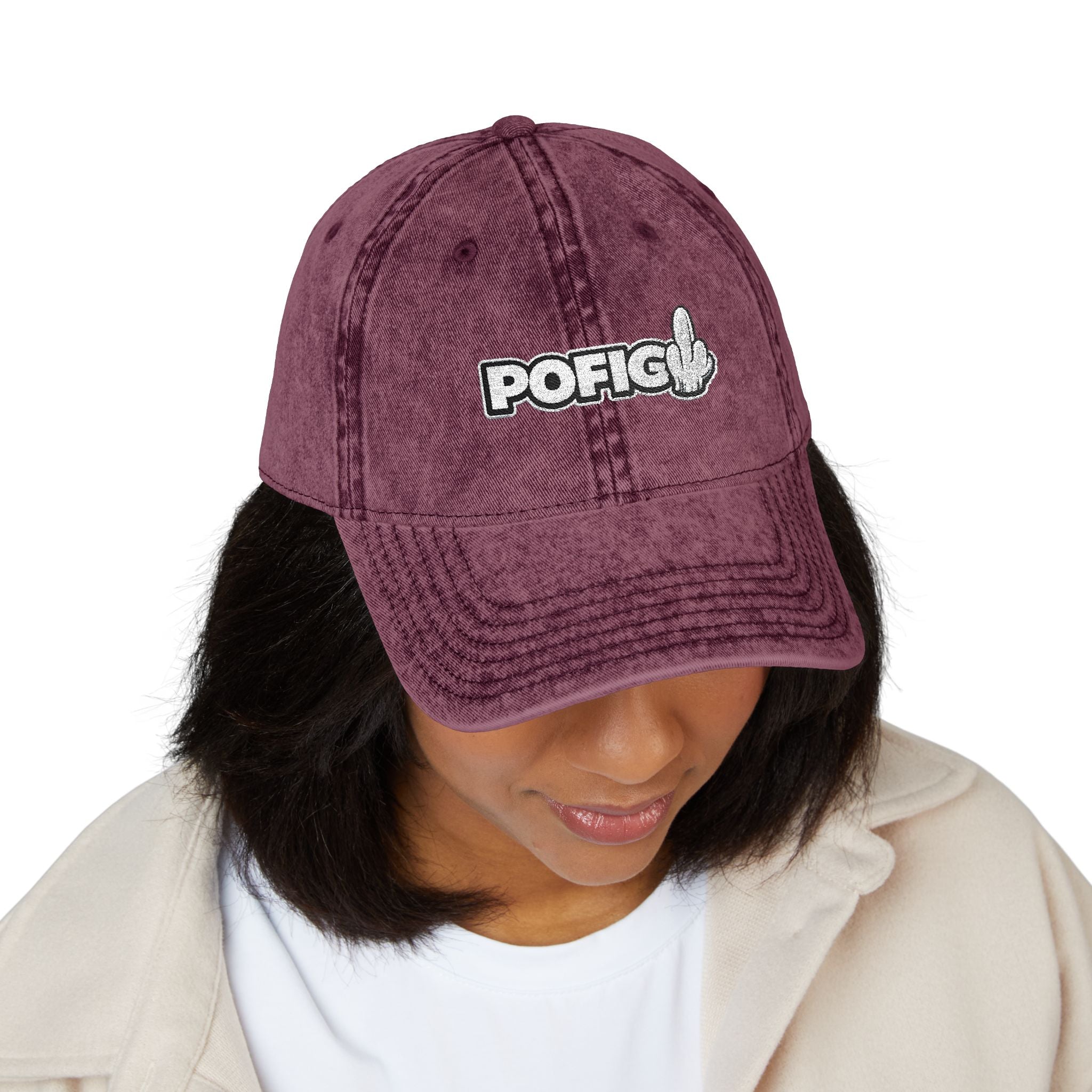 POFIG Baseballkappe im Vintage-Look mit Stickerei