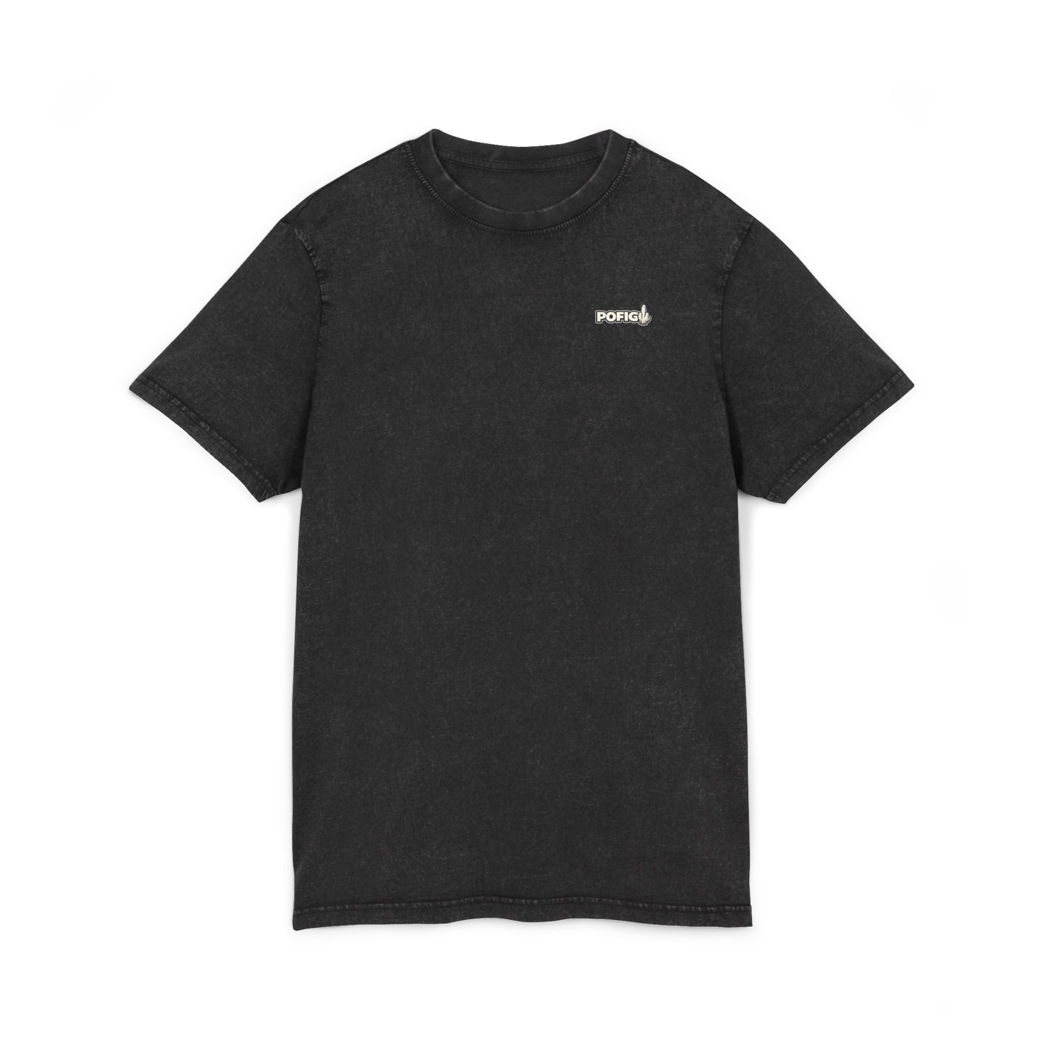 T-Shirt mit „POFIG“-Aufdruck im Acid-Washed-Look – Vintage-T-Shirt mit Short-Sleeve-Schnitt und Used-Optik