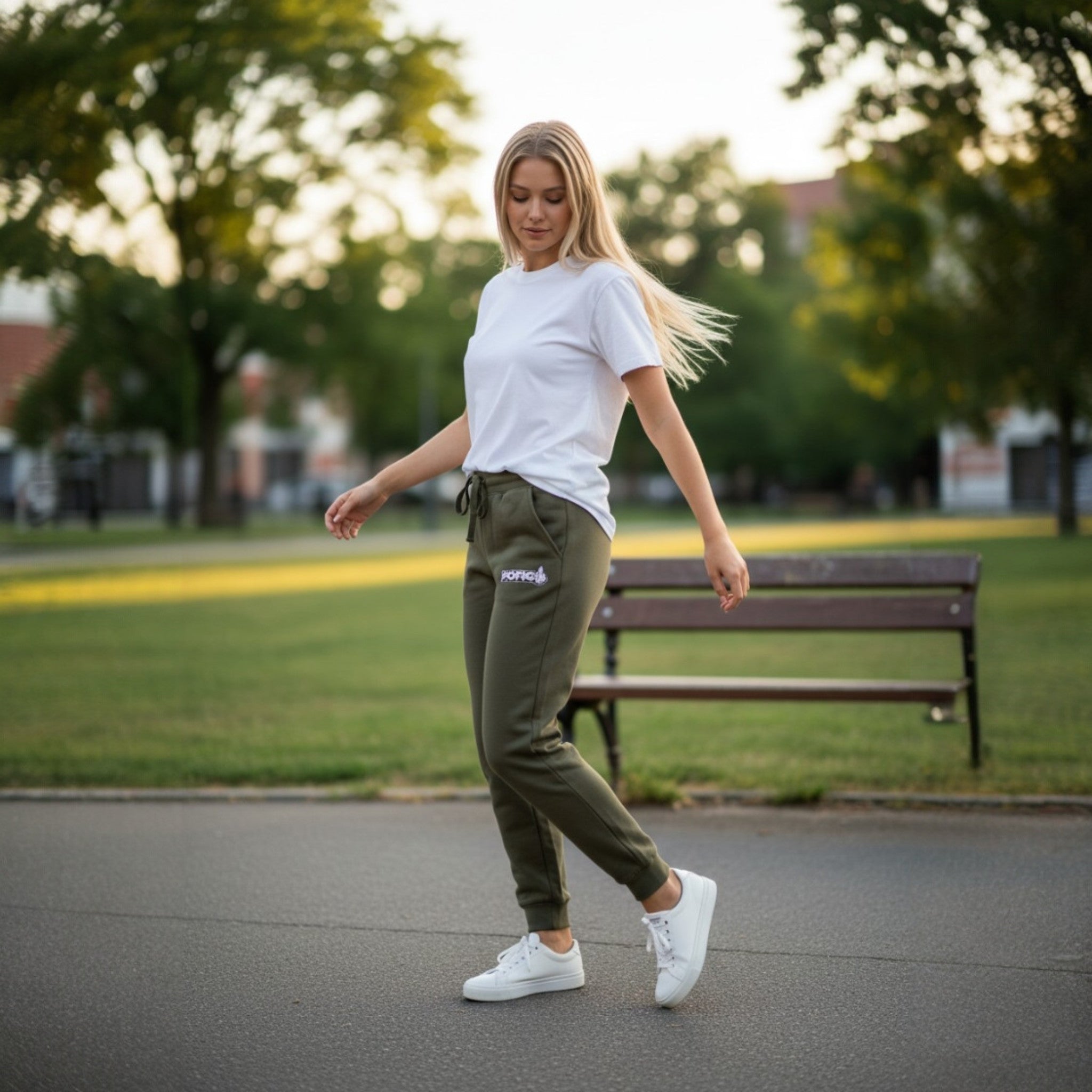 POFIG Fleece Jogginghose – minimalistische bestickte Sweatpants für Alltag & Freizeit