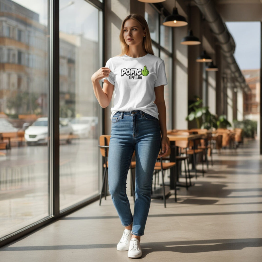 POFIG Slavic Tee – Cyrillic Edition in the light