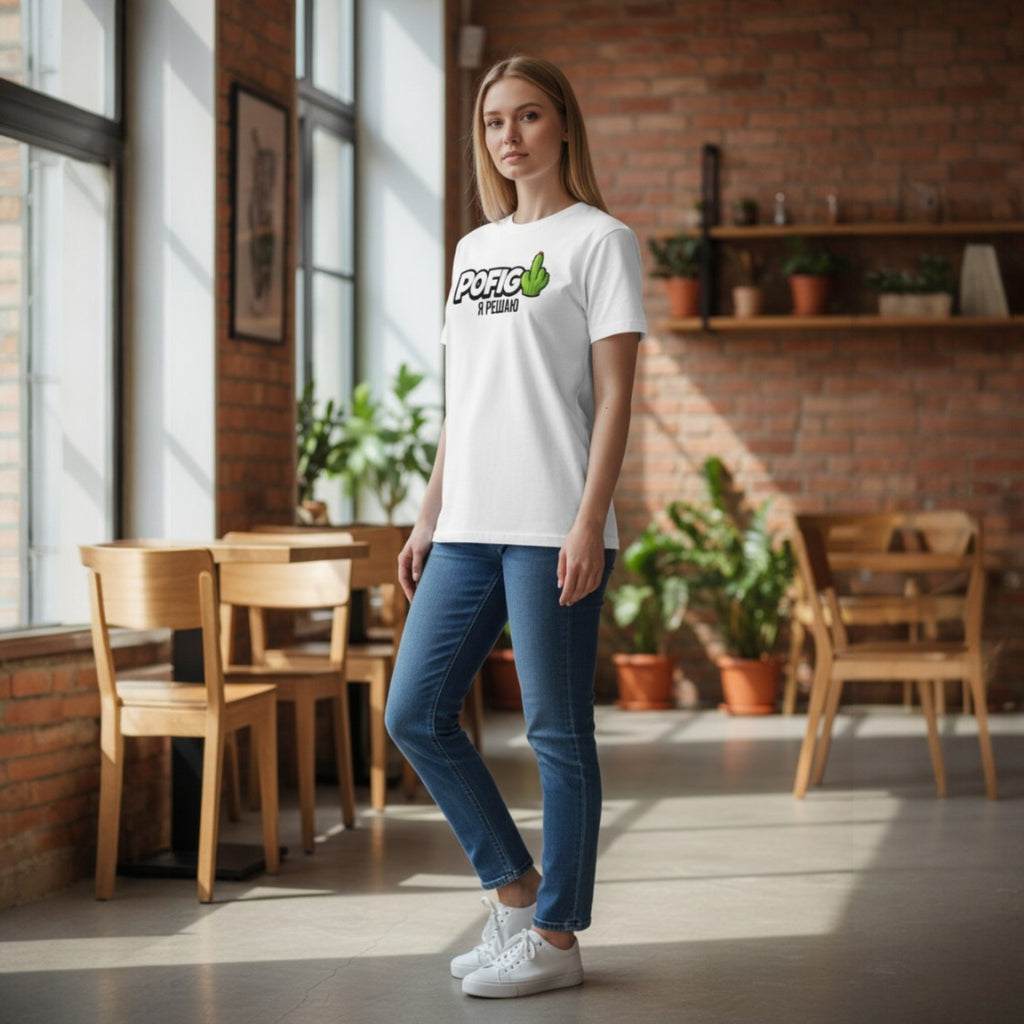 POFIG Slavic Tee – Cyrillic Edition in the light