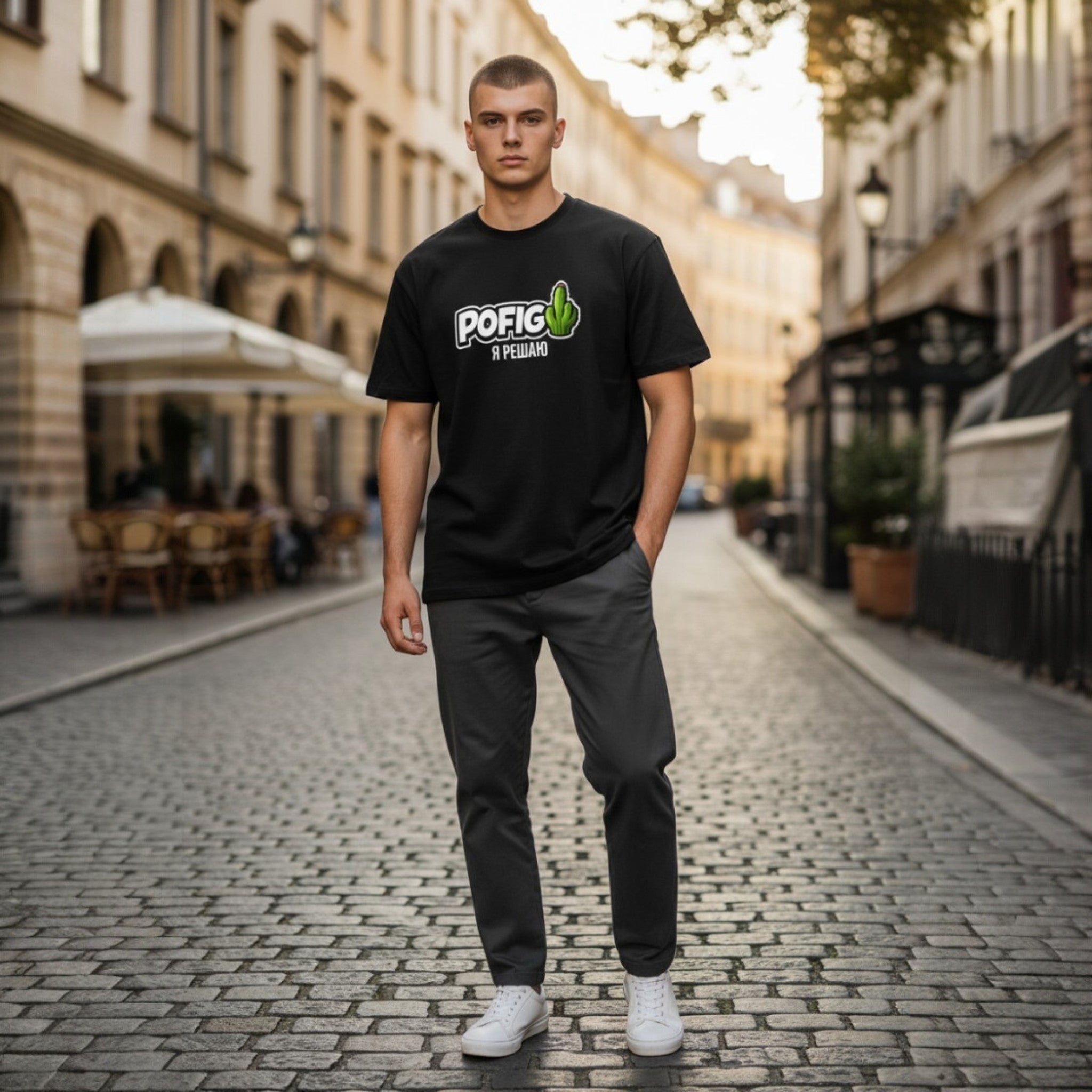 POFIG Slavic Tee – Cyrillic Edition in the dark
