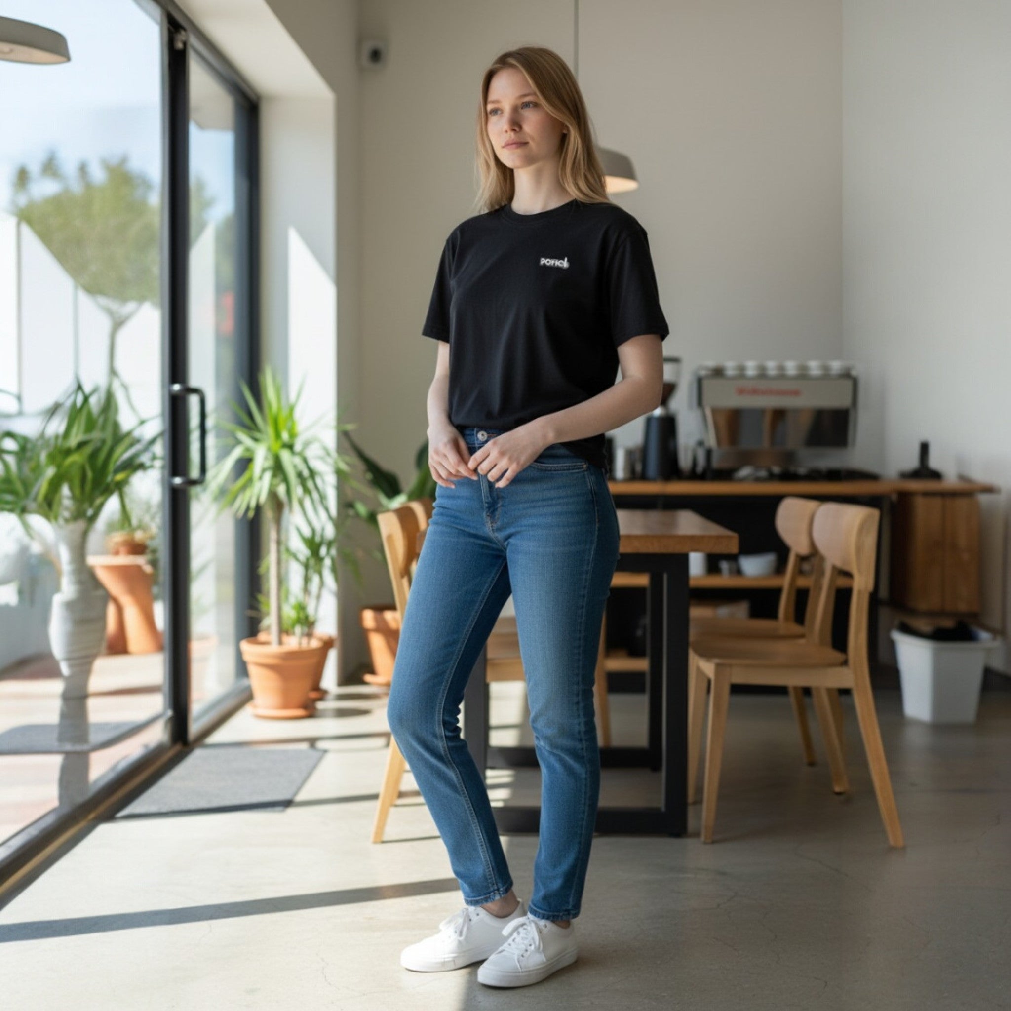 T-Shirt mit „POFIG“-Aufdruck im Acid-Washed-Look – Vintage-T-Shirt mit Short-Sleeve-Schnitt und Used-Optik